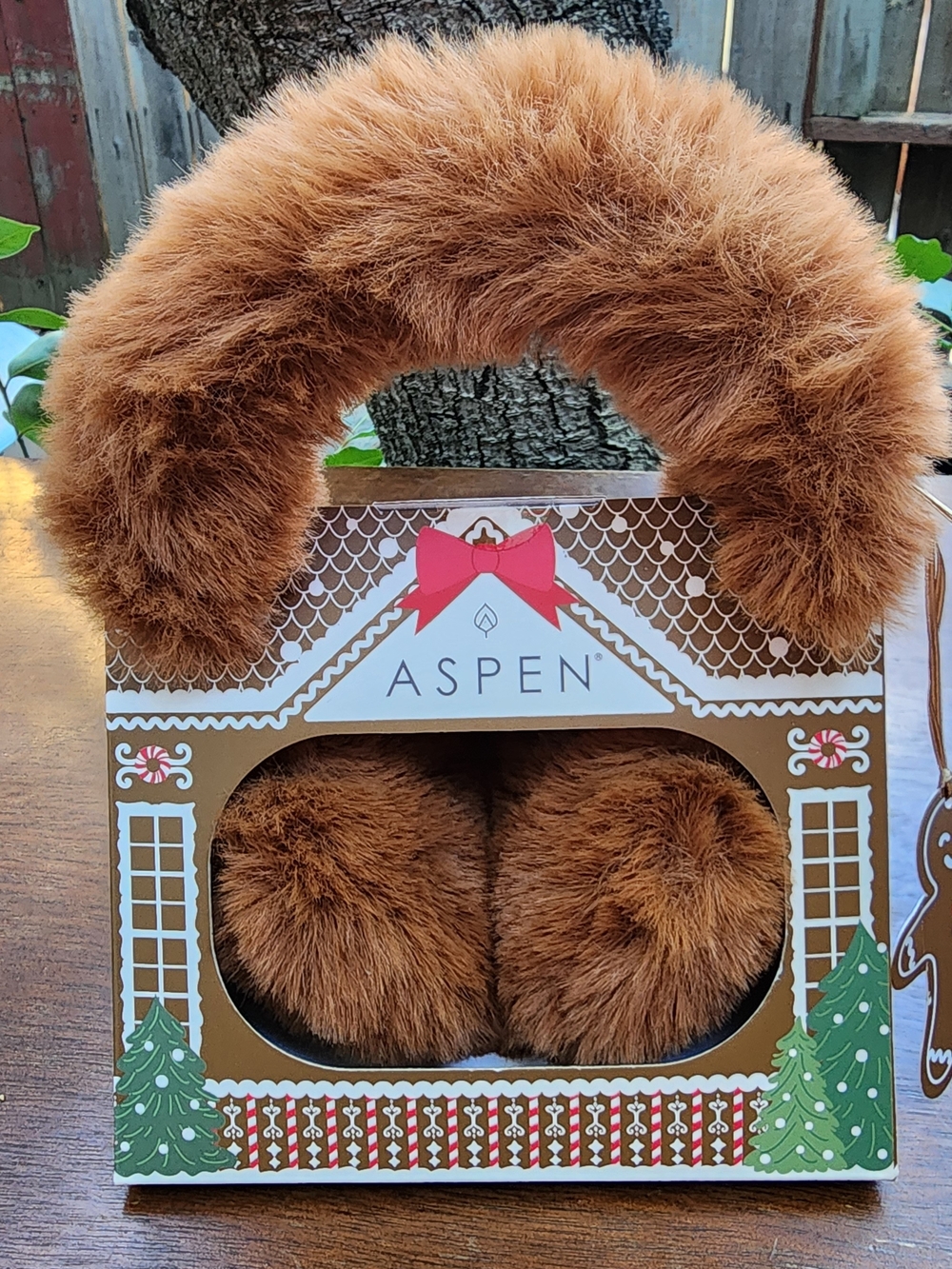 Violet & Brooks Aspen Faux Fur Earmuffs Gingerbread House NIB Brown Ear Warmers